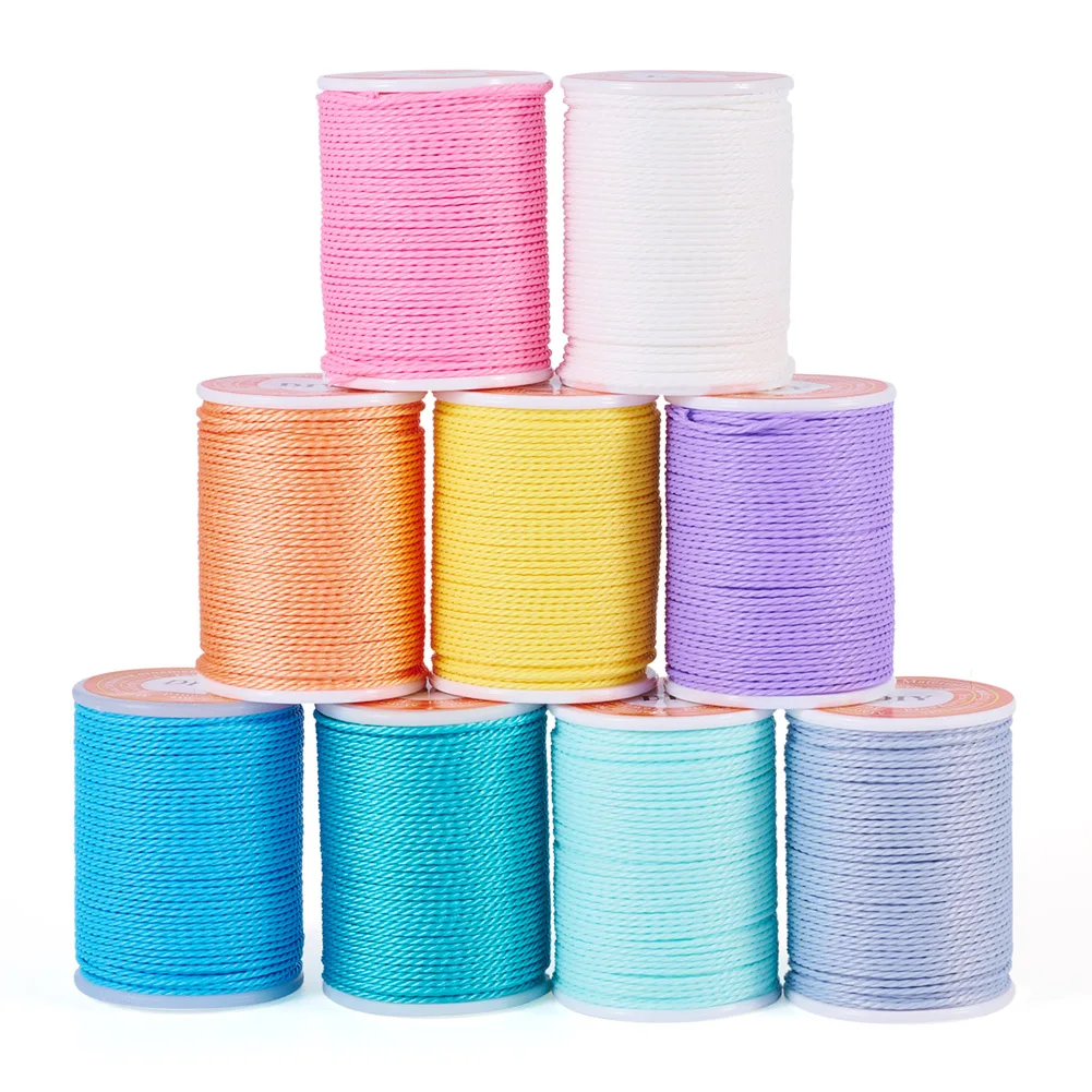 

9 Rolls Mixed Colors Round Waxed Polyester Cord Waxed Cord Strings Twisted Cord DIY Leather Craft Sewing Line Wire Rope Bag