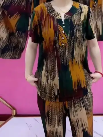 फैयोनेबल समर प्लेड आइस सिल्क स्लिमिंग सेट टॉप और पैंट कैज़ुअल स्पोर्ट्सवियर महिलाओं के लिए प्रीमियम क्वालिटी टू-पीस पहनावा 8 best sales महिलाओं के ट्रैकसूट - №3