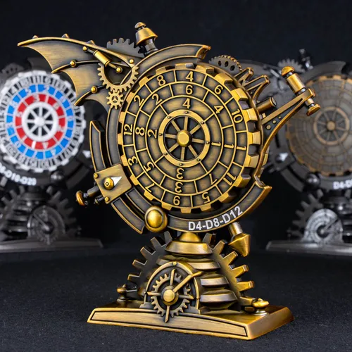 Imagen 1 del producto Juego de dados giratorios DND 7 en 1 Steampunk Observatory, dados de juego de rol D&D de Metal para dragones de mazmorras, dados giratorios DND