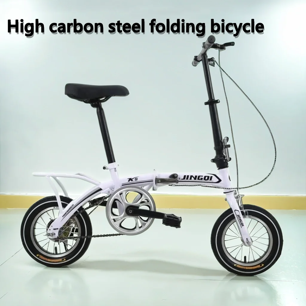 12 inch ultra-light portable folding bicycle, high carbon steel frame, mini bike, front clamp brake, rear brake,City bicicleta