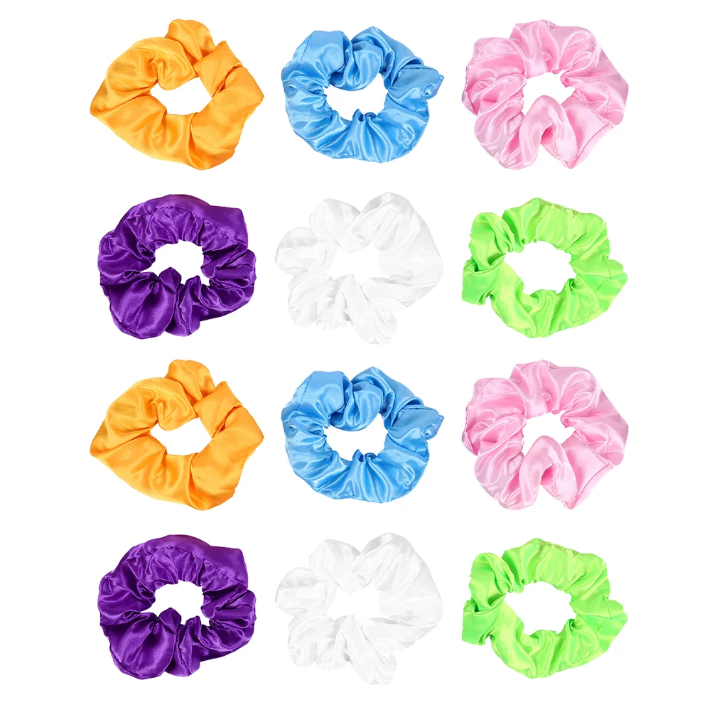 

12 Pcs Glowing Hair Accessories Rope Girl Rings Girls Elastic Scrunchies Women Ropes Satin Fabric Decorative Ties Miss