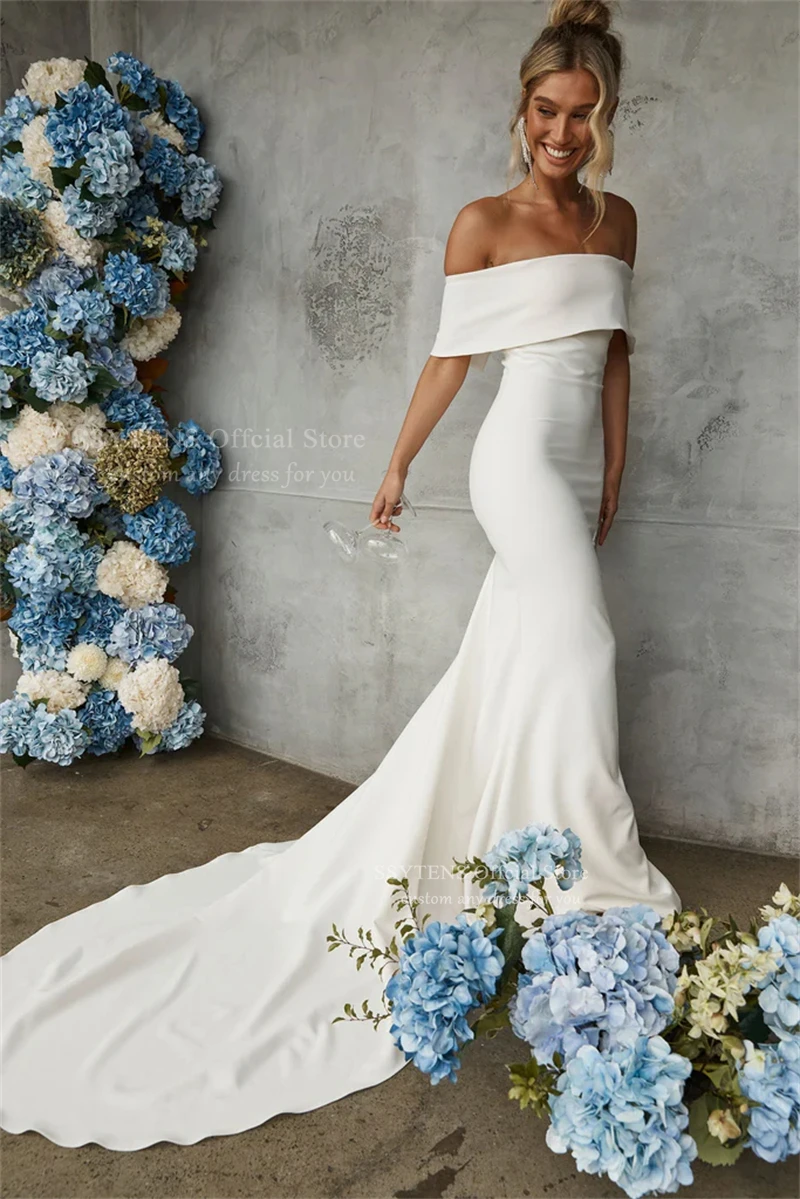 SSYTENS Elegant 2025 Mermaid Wedding Dresses Sexy Off the Shoulder Bridal Gowns Silk Floor Length Vestido De Noiva Customized