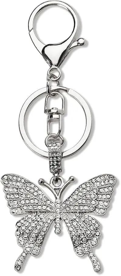 

Sparkling Rhinestone Butterfly Keychain Pendant for Car Keys Purse Handbag Charm