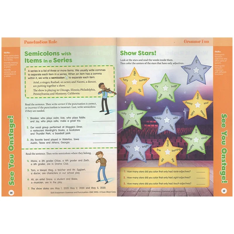 Evan-Moor Skill Sharpeners Grammar and Punctuation Grade 5 Workbook,aged 9 10 11 12, English book 9781629388731