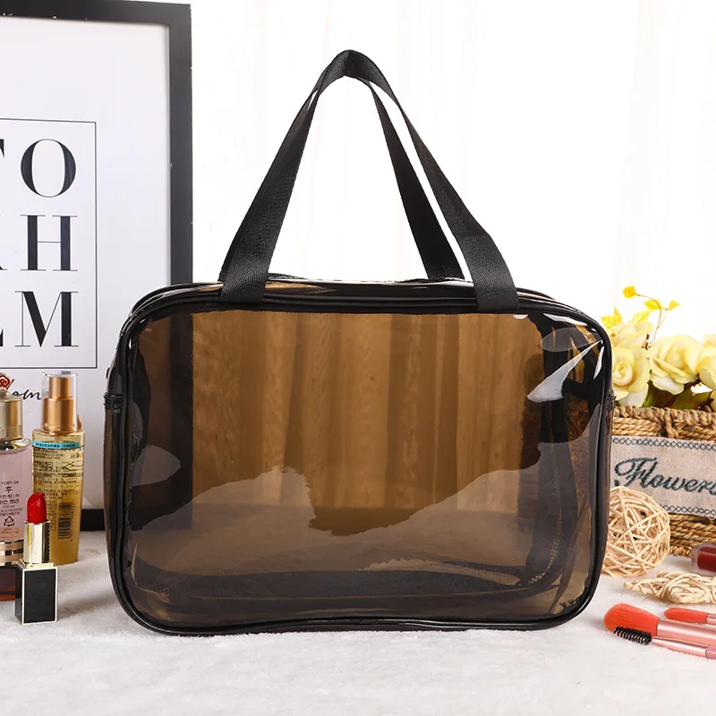 Simple and transparent portable portable travel bag with large capacity and partitioned storage PVC dry and wet separation wash