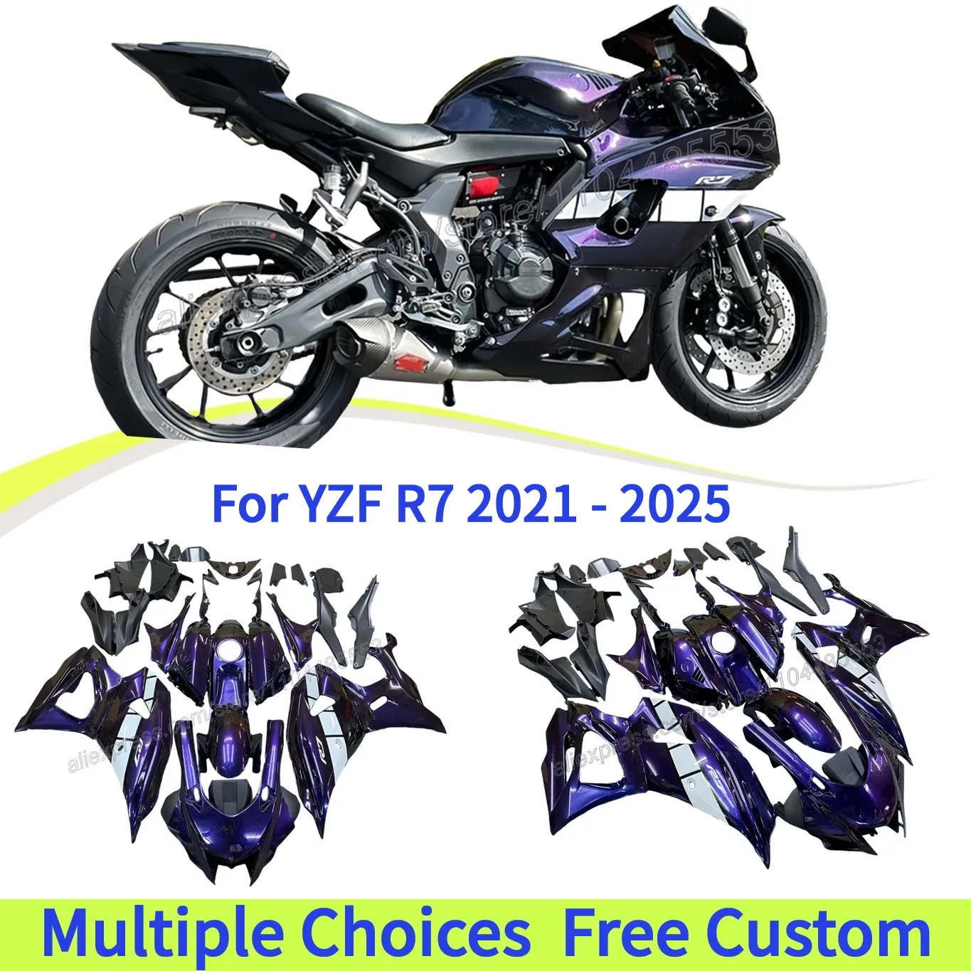 

Electric Blue Motorcycle Injection Fairings Kit For Yamaha YZF R7 2021-2023 YZFR7 2024 2025 Shell Fairing