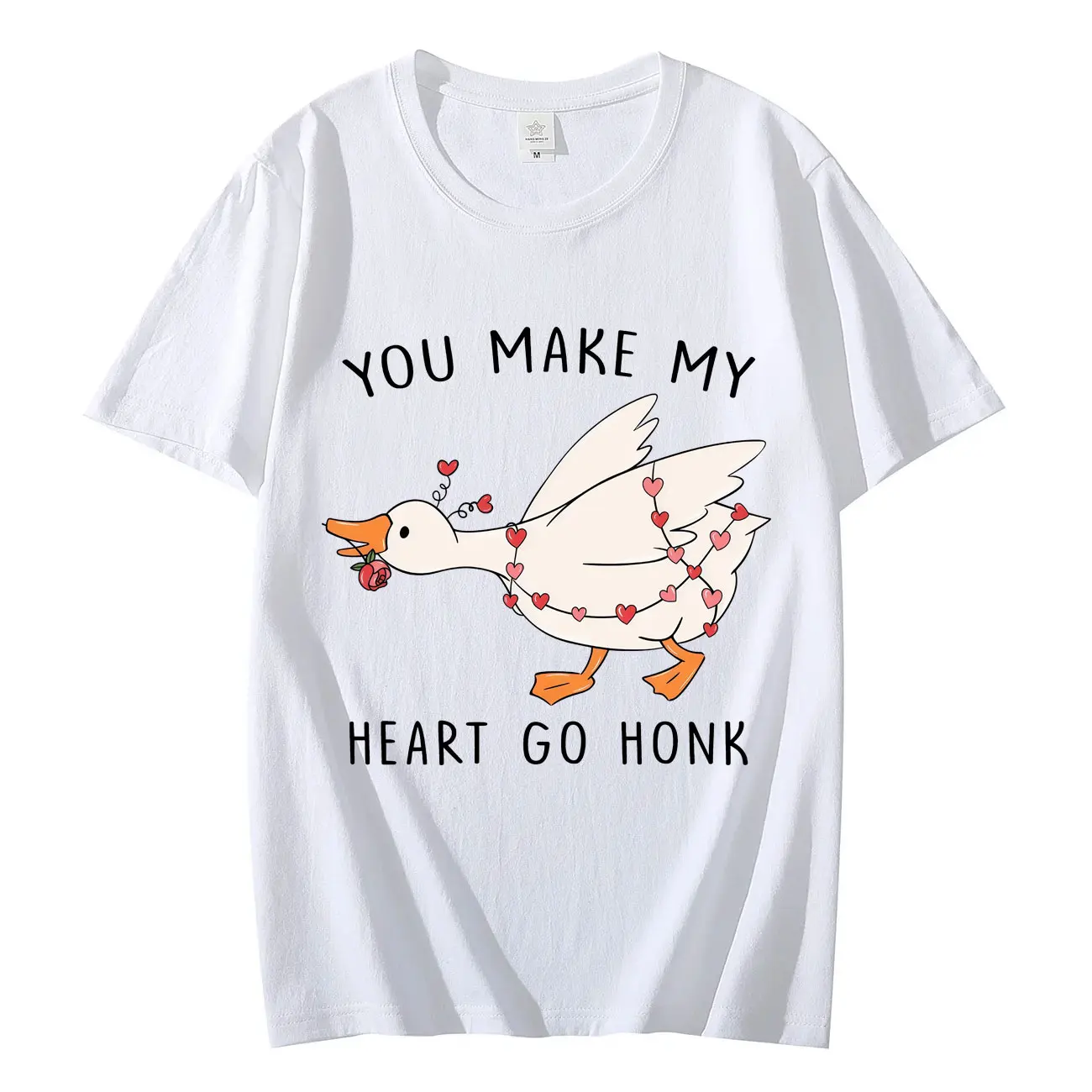 

You Make My Heart Go Honk Funny Goose Meme Graphic T Shirts Couples Fashion Trend T-shirts Unisex Casual Loose Cotton T-shirt