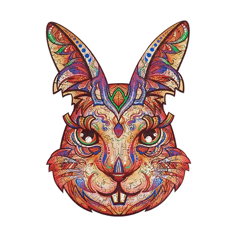 Chinese rabbit wood special-shaped zodiac rabbit year national tide