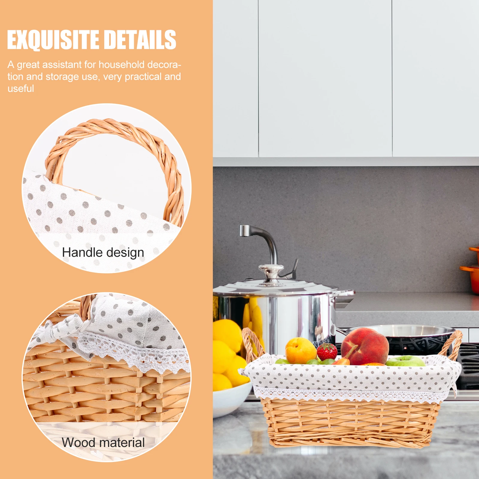 

Fresh and Practical Woven Underwear Storage Basket with Liner for Elegant Household Use and Organization