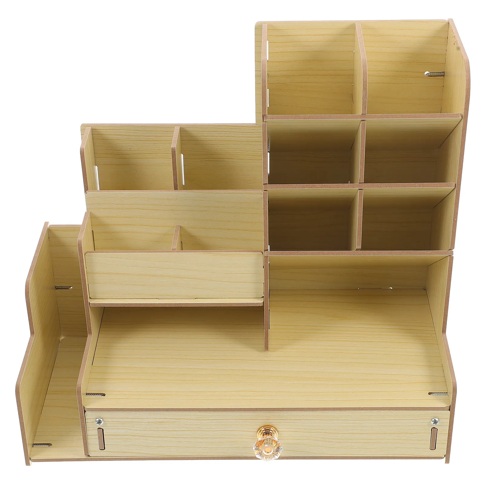 

Multi-Grid Desk Organizer Space-Saving Wood Pen Holder Storage Box for Office School Desktop Stationery Storage Rack
