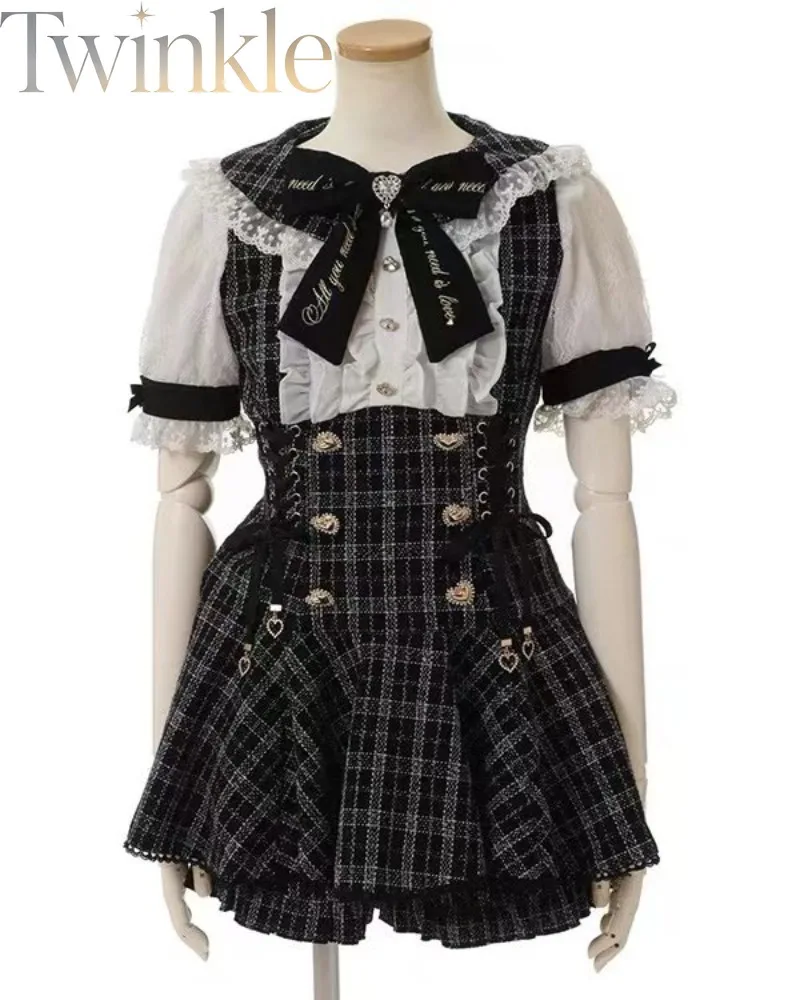 Japanese Style Lolita Dress Set Two Piece Women Blouse and Shorts Dress Suit Casual Elegant Outfit S-5XL Plus Size
