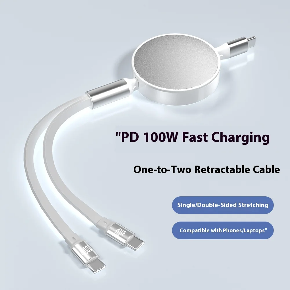 

Scalable cable 100W 2 In 1 Type C to USB C Cable PD For iPhone 15 Pro Max MacBook xiaomi redmi note 12 poco oppo huawei ipad