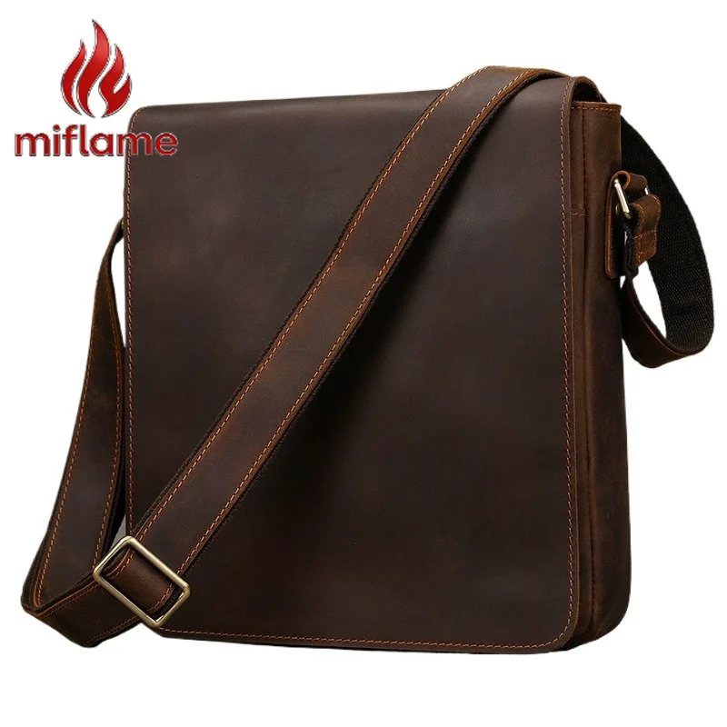 

Men's Genuine Leather Crossbody Bag Top Layer Large Capacity Shoulder Messenger Bag Travel Work Casual Vintage Classic Trendy