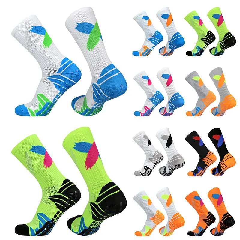 

2023 New heel X non-slip soccer socks Men wome non-slip football basketball sports grip socks 38-45 calcetines hombre futbol