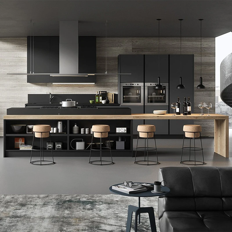 nc-Popular Smart Integral Cuisine Modern European Kitchen Cabinets Stainless Steel Countertop for Apartment Use#