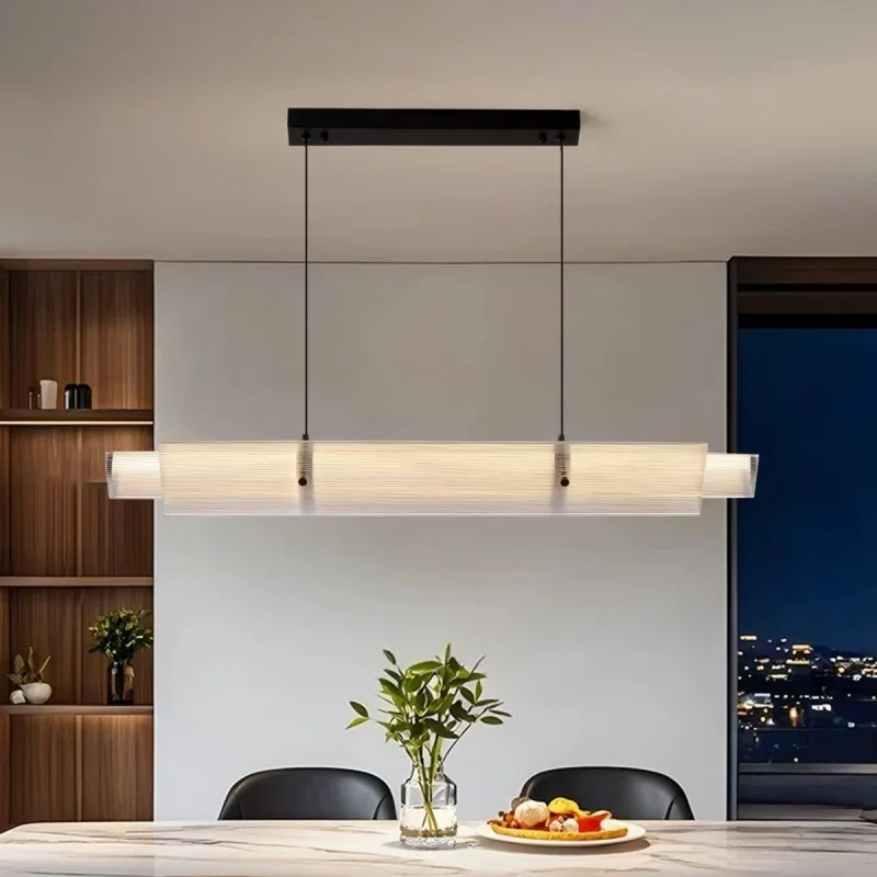 Modern Designer'S New Minimalist Restaurant Pendant Light Luxurious And Simple One Line Long Strip Living Room Tea Room Light