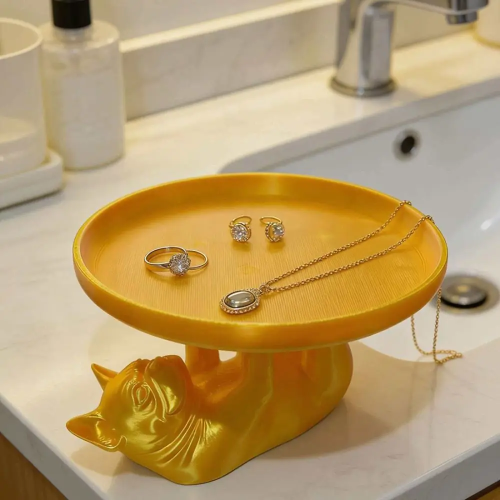 

Minimalist French Bulldog Shape Jewelry Storage Tray Creative Gold Mini Key Tray INS Elegant Bracelets Organizer Women