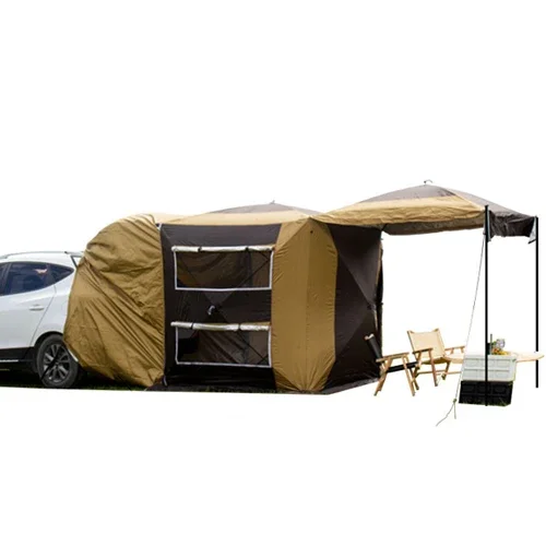 Wholesale 210D Oxford PU Automatic Quick Opening SUV Tailgate 2000mm Car Rear Extension Tent Camping Portable Canvas