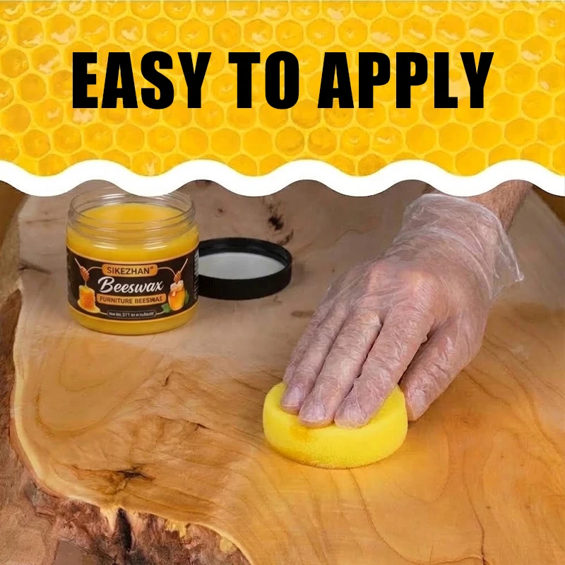 Wood Seasoning Beeswax Furniture Polish Cleaner with Applicator Sponge Gloves for Wooden Floor Table Restoration 80ml - SIKEZHAN