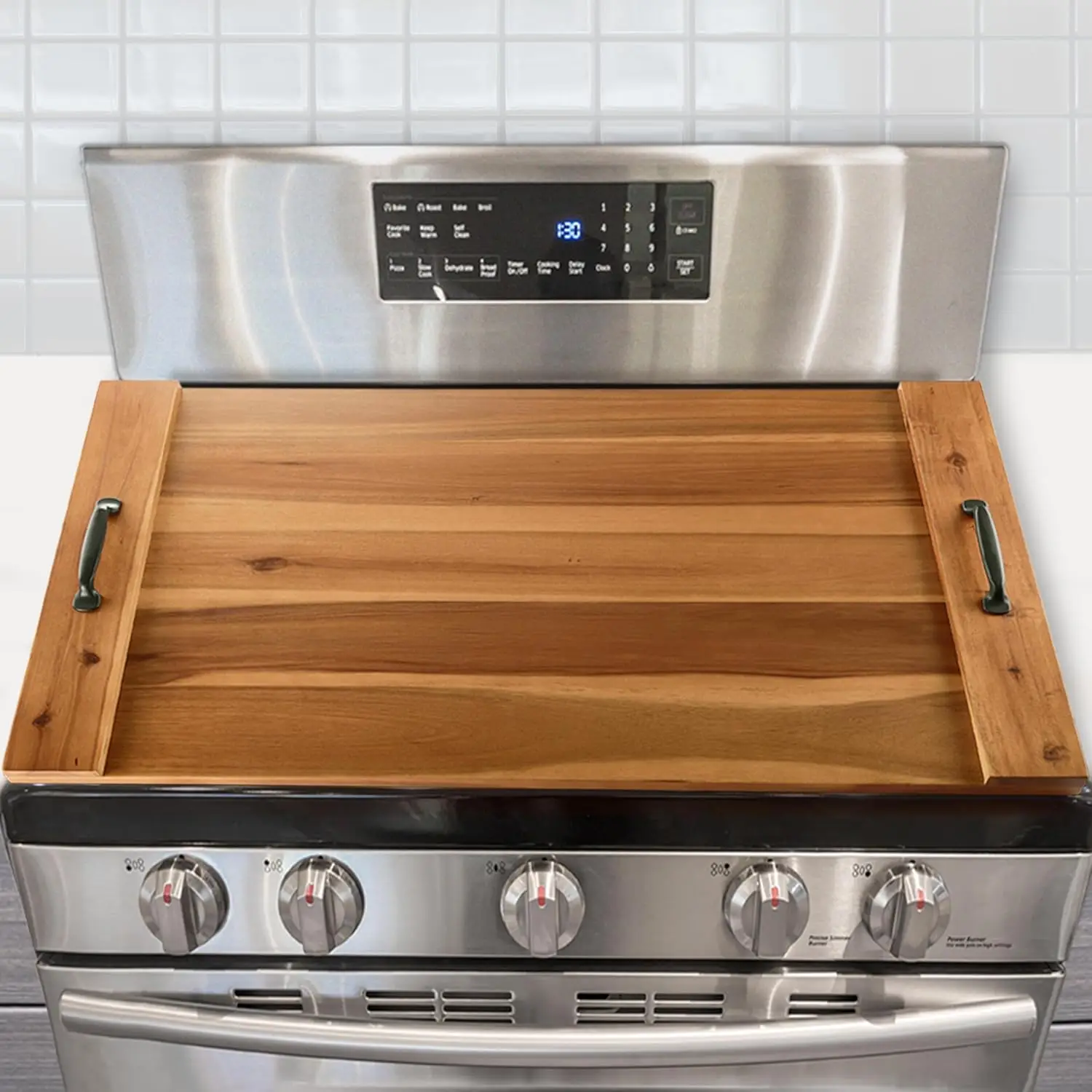 Noodle Board Stove Cover, Acacia Wood Stove Top Covers Board for Gas Burners and Electric Stove, Extra Thick Wooden RV