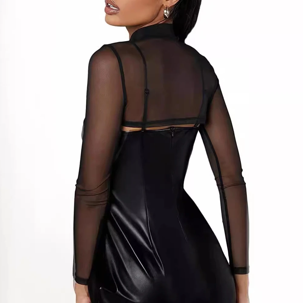 Mesh Crop Tops Women's Tops Crop Tops Ultra-thin VEST Female WOMENS Long Sleeves Mesh Regular Shoulder Slight Stretch Smock