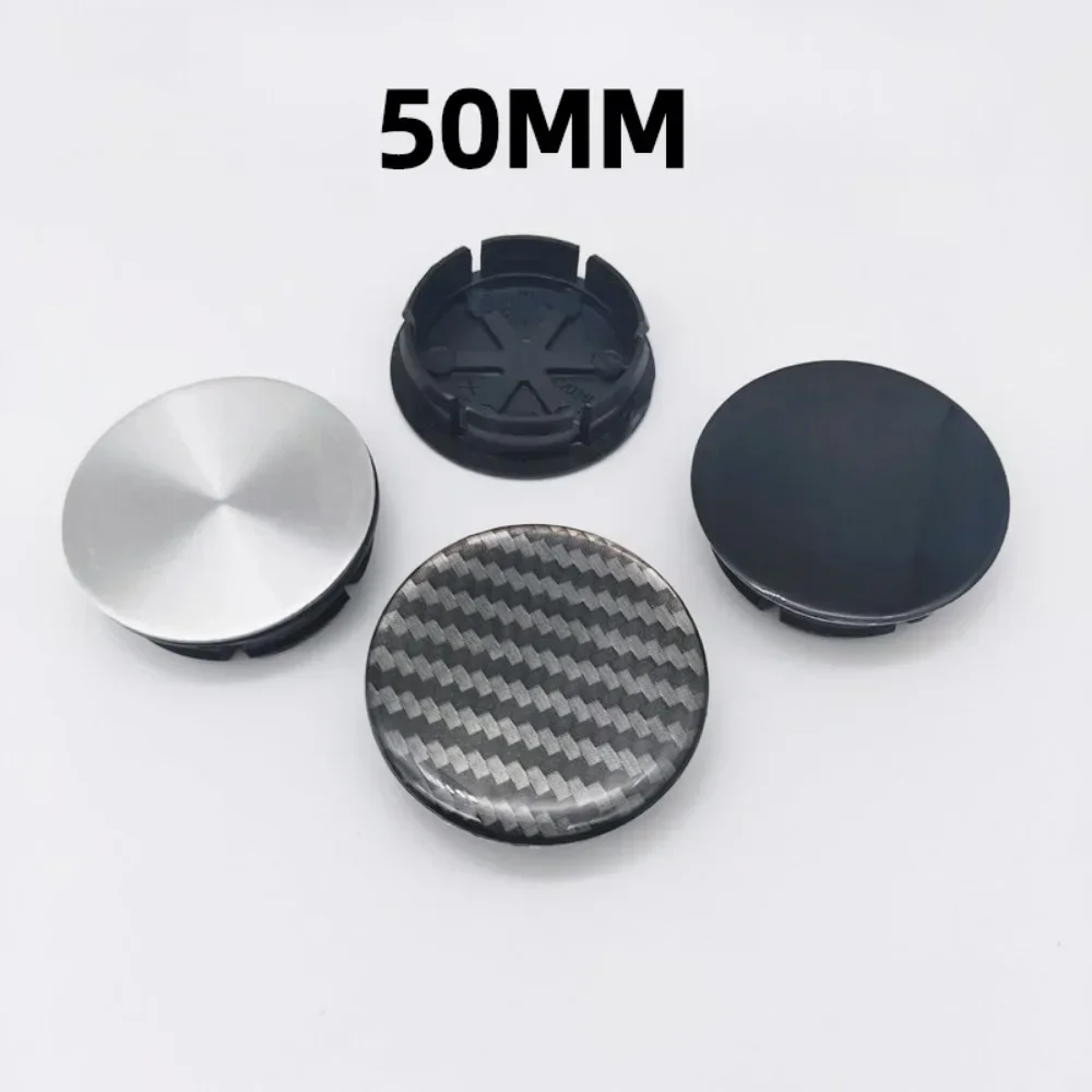 

4pcs 50mm Car Wheel Center Caps With Carbon Fibre Black/Silver Emblem Logo Car Stickers Styling Accessories for Fiat 500 Abarth