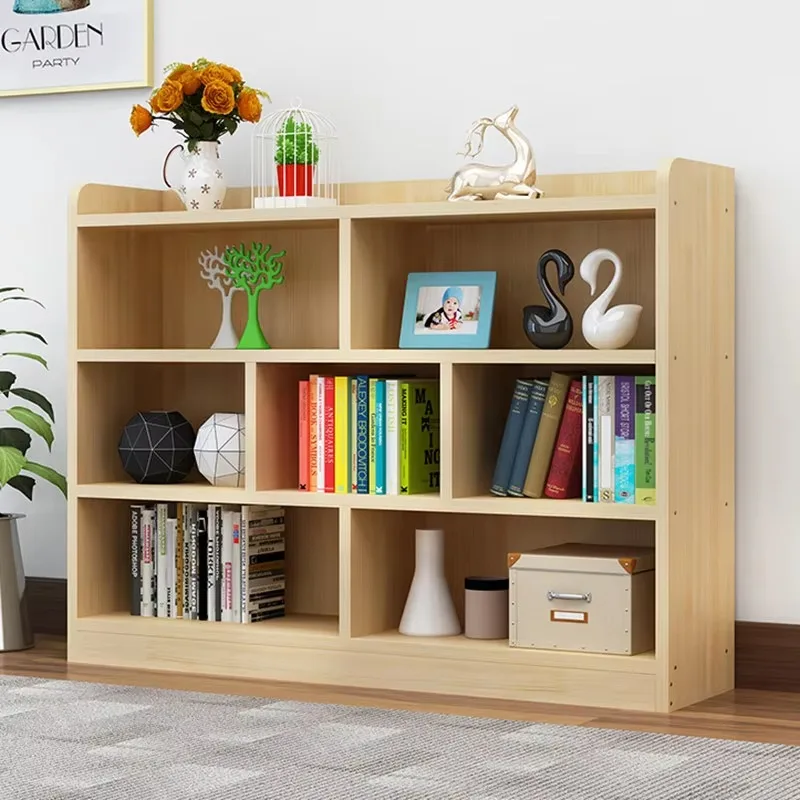 Pine solid wood freestanding modular modern minimalist bedroom bookcase