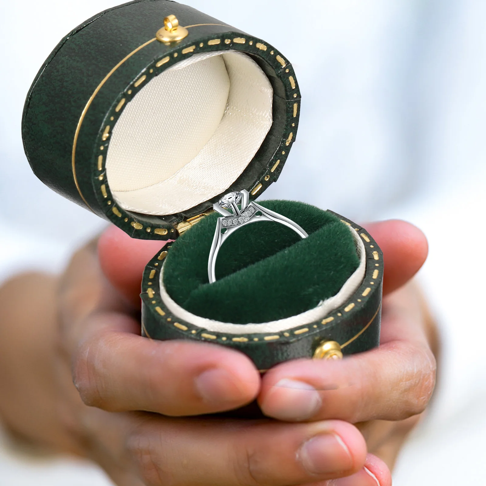 Gift Boxes Ring Jewelry Organizer For Rings Wedding Case Portable Holder Ceremony Small Green Storage Wrapping Travel