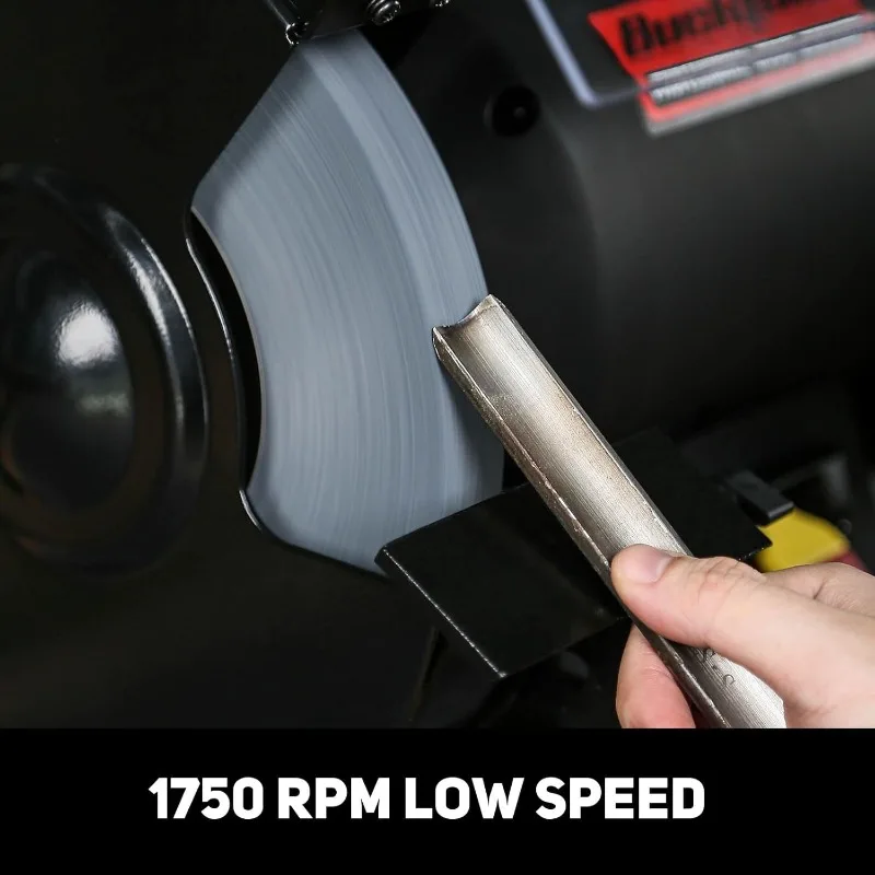 BUCKTOOL 1-1/2HP Moedor de bancada de baixa velocidade de 10 polegadas, moedor de mesa de 1750 RPM com motor 13A