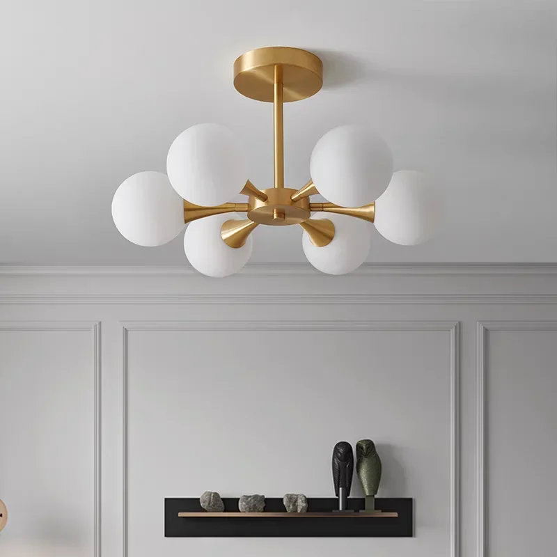 

Modern Luxury Ceiling Lamp for Home Decor Nordic Glass Ball Iron/copper Chandeliers Living Dining Room Bedroom Fixtures