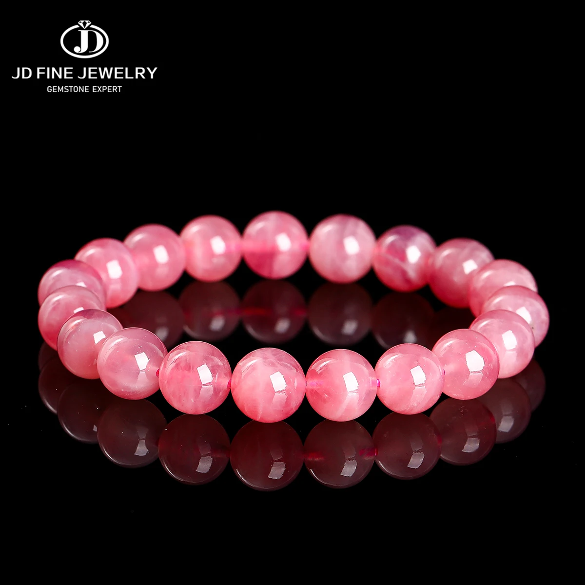 

JD 7A Genuine Natural Stone Madagascar Rose Quartz Beaded Bracelets Women Charm Energy Gemstone Healing Stretch Couple Jewelry