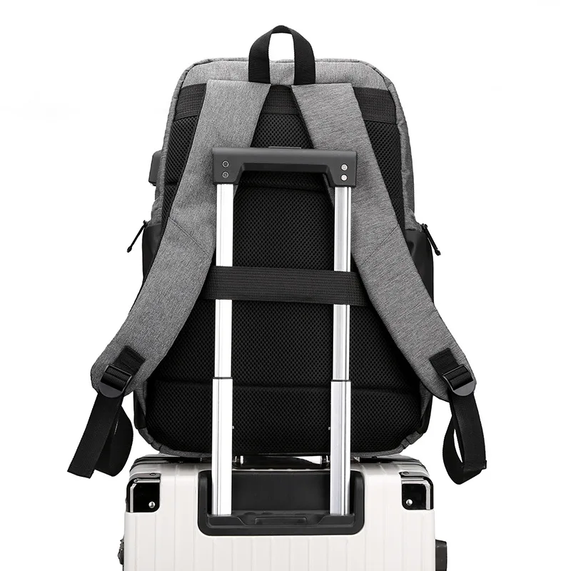  Men's Business Laptop Backpack with USB Charging Port Waterproof Travel School Bag for 15.6 Inch Notebook 