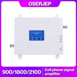 LCD Display 2G 3G 4G Tri Band Signal Booster GSM 900/DCS LTE 1800/WCDMA UMTS 2100 MHz Mobile Signal Repeater Amplifier