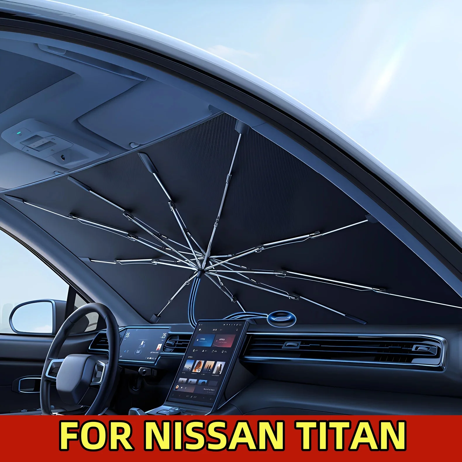 

FOR NISSAN TITAN Car sun umbrella pull rope anti-scratch handle front windshield sun umbrella - double-layer fabric upgrade