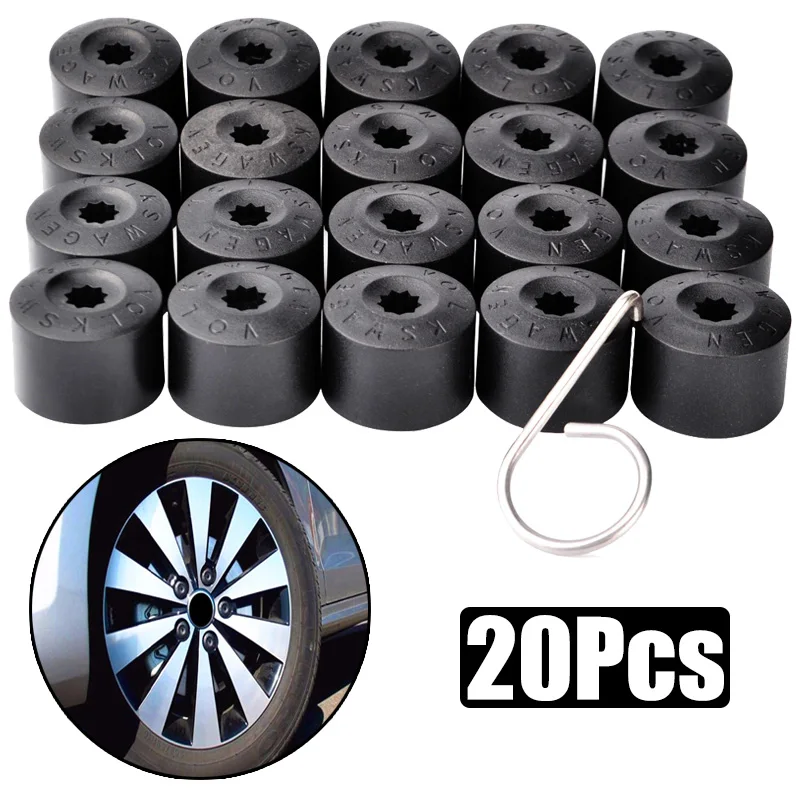 20Pcs Roda Parafuso Porca Cap Lug Nuts para VW Golf MK4 Auto Hub Screw Cover Proteção Poeira Proof Protector Exterior Acessórios