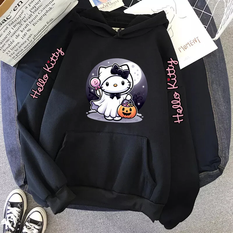 Kawaii HelloKittys Hoodie Anime Women's Sweatshirts Y2k Hoodies Halloween Long Sleeve Woman Clothing Hoodies Y2k Sweatshirts