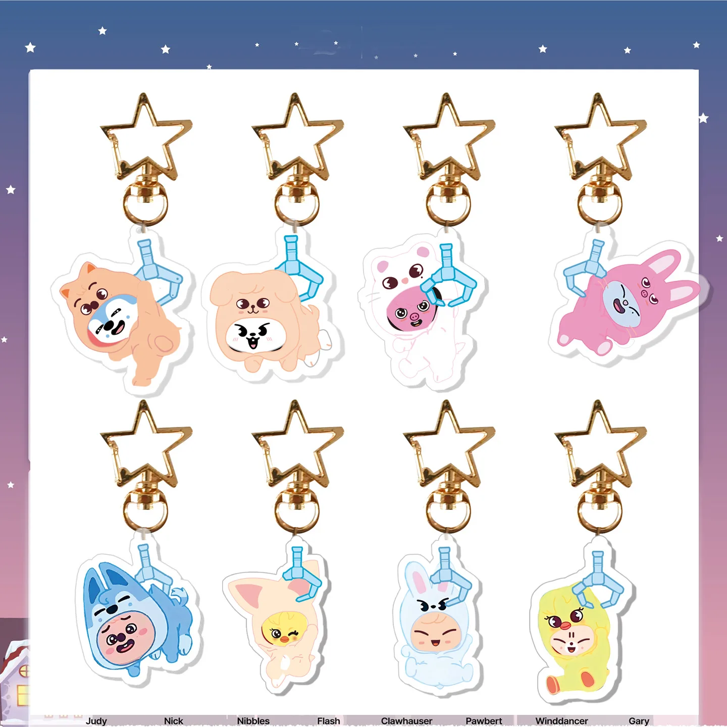 

SKZOO тот же мультяшный акриловый двусторонний брелок для ключей, украшение для сумки, кулон, милый периферийный мультяшный стиль