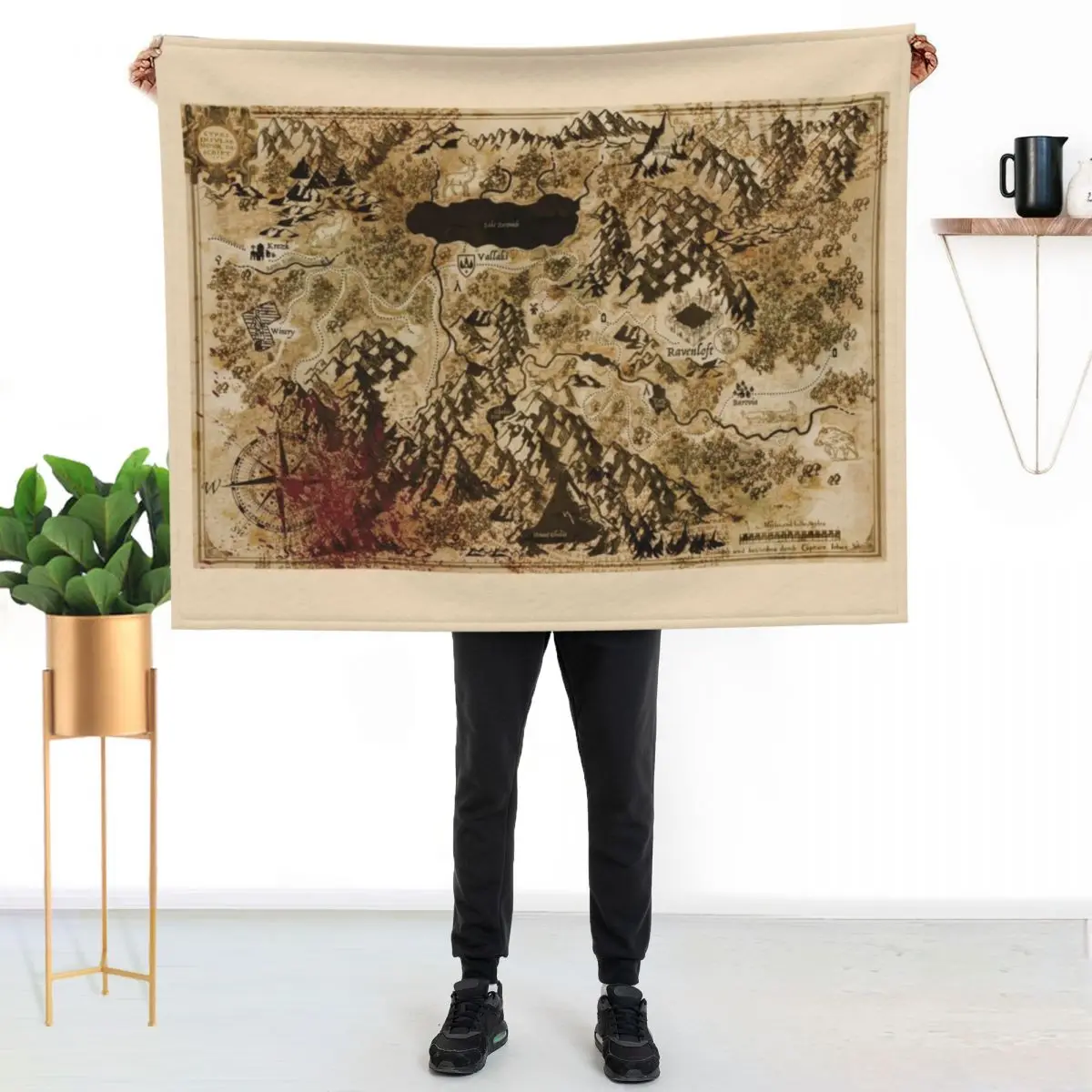 

Dr. Rudolf Van Richten's Annotated Map Of Barovia Throw Blanket Foldable Soft Warm Blanket for Outdoor Use