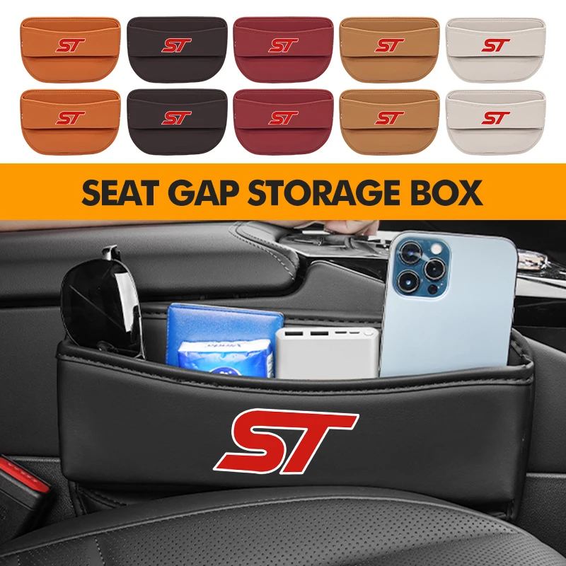 Caja de almacenamiento para huecos de asiento de coche, organizador de bolsillo lateral universal para asiento de coche, para Ford ST Focus Fiesta Ranger Escort Falcon Flex S-MAX Kuga