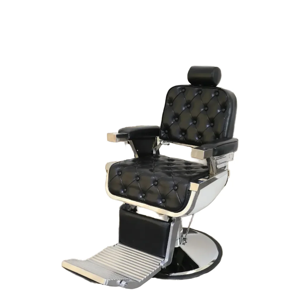 #Eurosun European Vintage Tan Barber Chair Heavy Duty Professional Hydraulic Pump Stainless Steel 360 Degree Rotation Adjustable