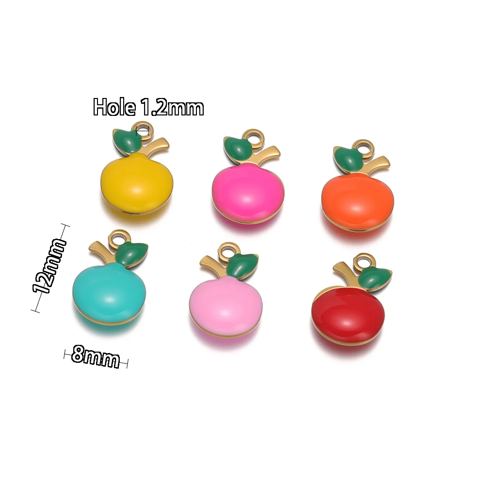 20 Stück Gold Edelstahl Niedliche Apfel-Anhänger für DIY Schmuckherstellung Kinder Armbänder Halsketten Anhänger Kinder Ohrringe Zubehör – Detail 3