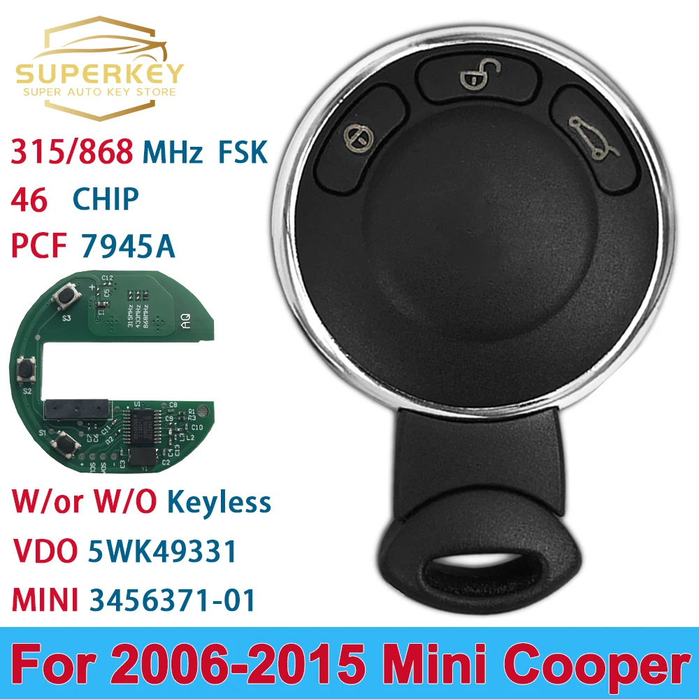 

SUPERKEY Remote Key PCF7945A ID 46 CHIP 315/868 MHz For BMW MINI Cooper 2006 2007 2008 2009 2010 2011 2012 2013 CAR