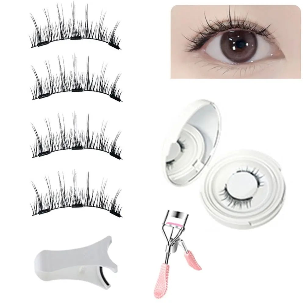 2 Pairs 3D Natural Look Magnetic Eyelashes Wispy Long Thick Curling Eyelashes Extension Kit Little Devil