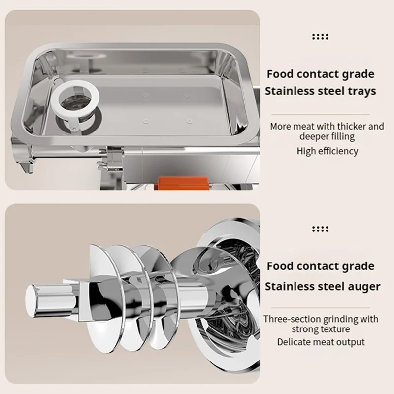 مفرمة اللحم التجارية بقدرة 1500 وات، قطاعة اللحوم SUS الألمانية 187 دورة في الدقيقة محرك نحاسي لملء سجق اللحوم المجمدة، متجر الجزار في المطاعم #3