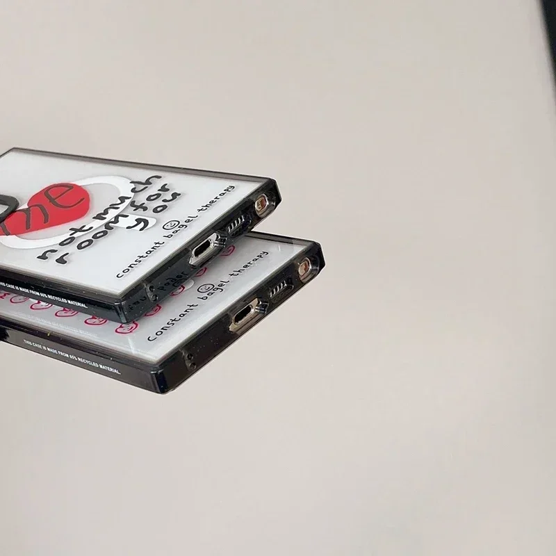 Heart Graffiti Acrylic Black Border Protective Case for Samsung Galaxy S22U S23U S24 Ultra Shell with MagSafe