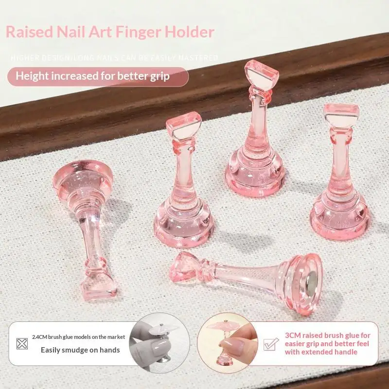 Magnetic Aurora Nail Stand 6Pcs Kit Pink White Portable Nail Painting Holder for Professional Nail Technicians