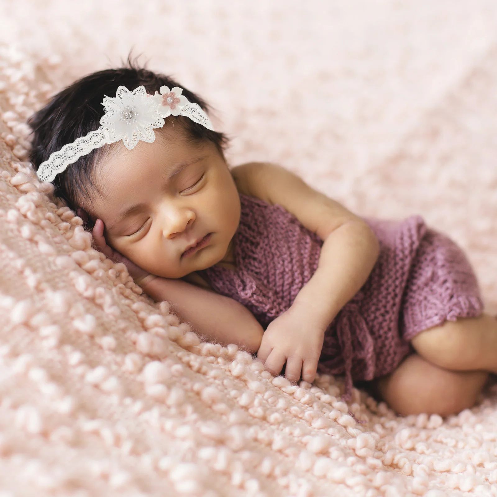 

2Pcs Princess Lace Flower Headbands Soft Elastic Adjustable Baby Girl Floral Headband Newborn Photo Prop Baby Shower Party