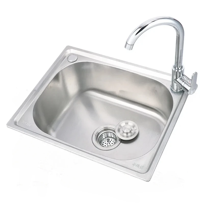 Thickened 304 Stainless Steel Sinks Kitchen Sink Single Sink Basin Sink Single Large Single Slot Set