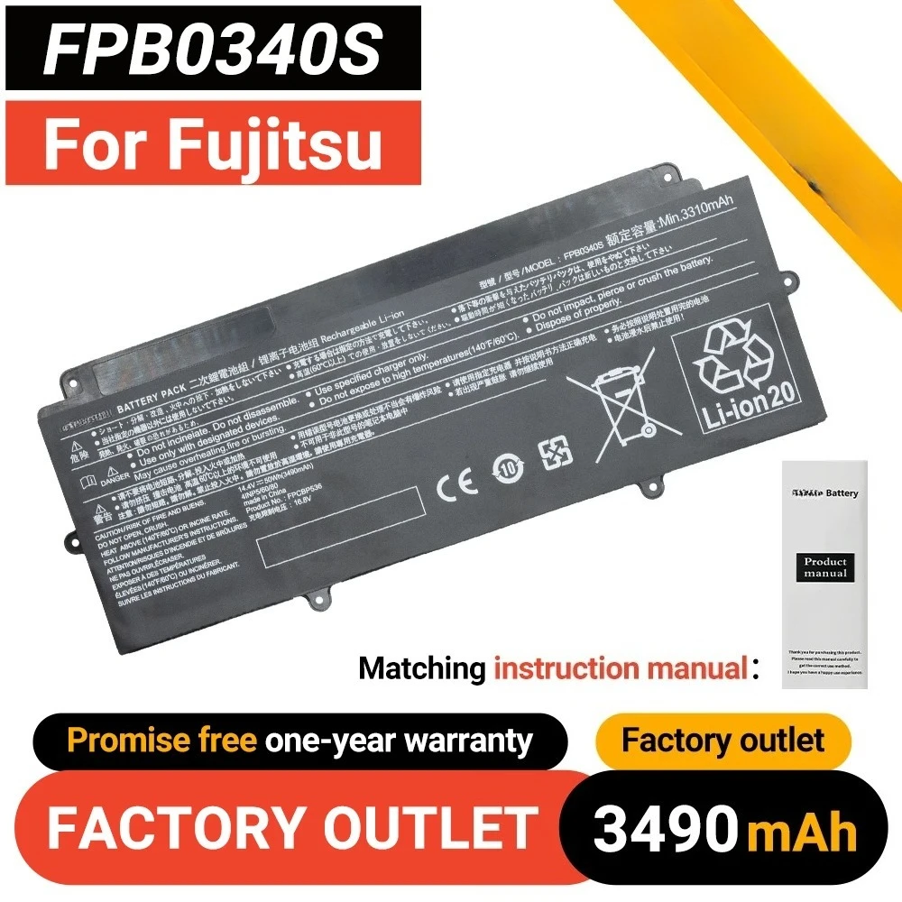 SUOZHAN 14.4V 50WH 3490mAh FPB0340S Laptop Battery For Fujitsu FPCBP536 LifeBook U937 U938 U939 U939X CP737634-01