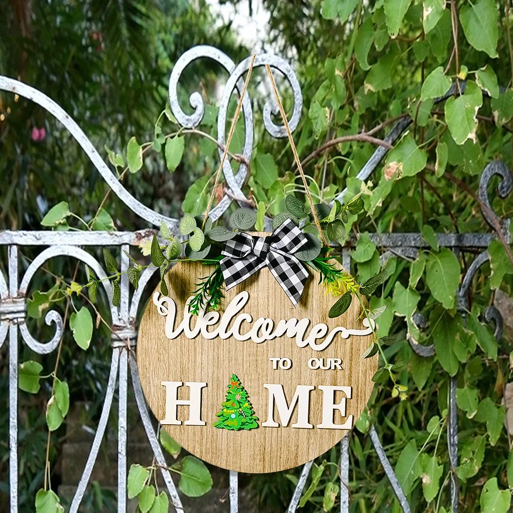 New cross-border three-dimensional DIY can replace a variety of patterns wooden welcome house number Christmas and Halloween